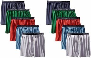 Hanes 10-Pack Mens Tagless Knit Boxers Slightly Imperfect Comfortsoft Assorted