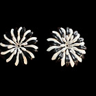 Vintage Earrings Enamel Flower Black and White Daisy Clip On