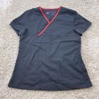 urbane ultimate womens small v neck scrub top front pockets gray pink