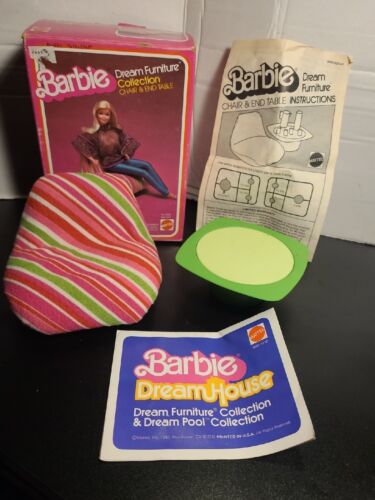 1978 BARBIE DREAM FURNITURE COLLECTION CHAIR AND END TABLE BOX #2468 MATTEL