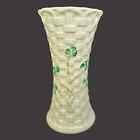 Belleek Irish Porcelain Shamrock Basketweave Colleen Vase Ireland Decor Vtg READ