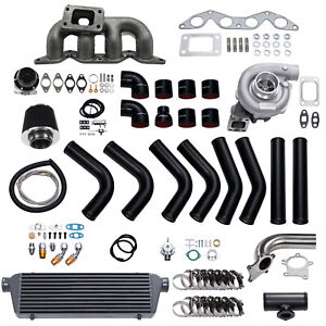 T04E T4 Turbo Kit Wastegate +Intercooler+Manifold for Honda Civic D17 DX EX 1.7L