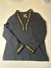 Tory Burch Women's Embellished Wool Blend V Neck Pullover Sweater Black Size XL