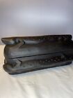 Vintage Lg Hand Carved Wooden Oblong Lizard Box , Bowl W/ Lid Made In Indonesia