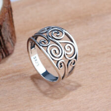 Women 925 Silver Rings Turkish Handmade Retro Ring Wedding Jewelry Size 6-10