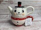 BRAND NEW Johanna Parker Red Holiday Christmas Stackable Snowman Teapot