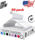 Home Clothes Hangers 50 Pack - Plastic Hangers Space Saving - Durable Coat White