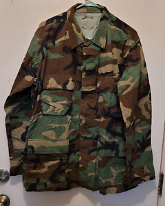 Coat Military Combat Woodland Camouflage Ripstop Large Regular Used