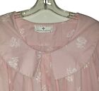 Vintage Eileen West Queen Annes Lace Nightgown Lightweight Cotton Pink  Petite