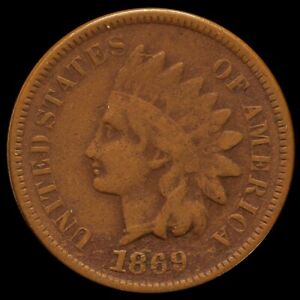 1869/69 INDIAN HEAD CENT ✪ VF VERY FINE ✪ 1C OVERDATE 1869 OVER 9 69 ◢TRUSTED◣