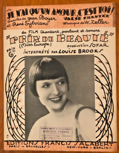 New Listing1930 SILENT FILM STAR's 1ST TALKIE sheet music LOUISE BROOKS Beauty Prize FRANCE
