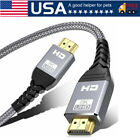 Premium 8K HDMI Cable 2.1 High Speed Braided Cord Gold Plated 2160P 3D HDTV UHD