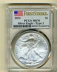 New Listing2021 P AMERICAN EAGLE MS70 DOLLAR TYPE 2 UNC BU PCGS SILVER MS 70 GEM COIN #1195
