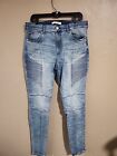 Pacsun Mens Stacked Skinny Moto Jeans 34x32 Acid Washed Stretch Blue