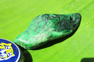 Burmese Maw Sit Sit Jade; Rustic Carving, Drilled & Polished Nugget.  52 Carats.