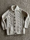 Vintage Blarney Wool Fisherman Cableknit Sweater Womens S/M Handmade In Ireland