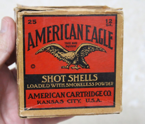 Vintage American Eagle 12 gauge shotgun shell ammo box Kansas City Missouri NICE