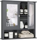 Bathroom Cabinet Storage Wall Mounted Shelf with Mirror Door Kitchen Organizer