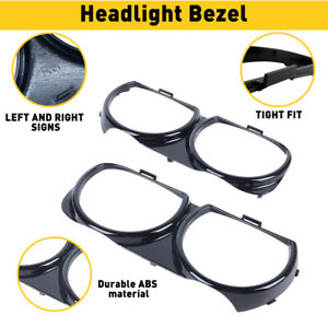 LH & RH Front Headlight Bezel Lamp Cover Trim Set For 2015-2020 Dodge Challenger