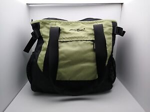 Eddie Bauer Zippered Tote Shoulder Bag Purse Green Black Travel Carry On 14x13x5