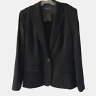 LAFAYETTE 148 New York Black Crepe Wool Blend 1 Button Blazer Coat Jacket 14 XL