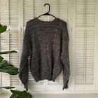 Vintage Sweater Adult L Gray Knit Pullover Grandpa Sweater Acrylic Oversized 90s