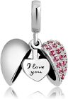 Authentic I Love You Heart Charm Beads Suits Pandora Bracelet Mom Wife Gift NEW