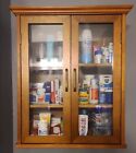 Glass Door Wall Cabinet with Adjustable Shelves Brown Kitchen Bathroom Cupboard