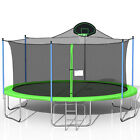 16FT Trampoline for Adults & Kids With Safety Enclosure Net, Basketball Hoop