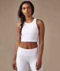 Lululemon 6 Mind Over Miles Crop Top White Long Line Over Bra Perforated RARE