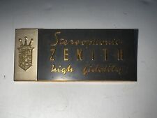 Vintage Brass Zenith Stereophonic High Fidelity Logo From Console