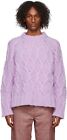 Acne Studios New Kambrea Chunky Cable Crewneck Sweater Lilac Purple XXS