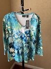 Additions By Chicos Size 2 (12-14L) ¾ Sleeve Cotton Floral Top NWT