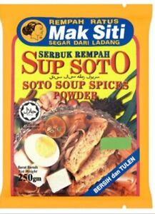 Mak Siti Soto Soup Spices Powder 4 packs x 250g fast shipment by DHL Express