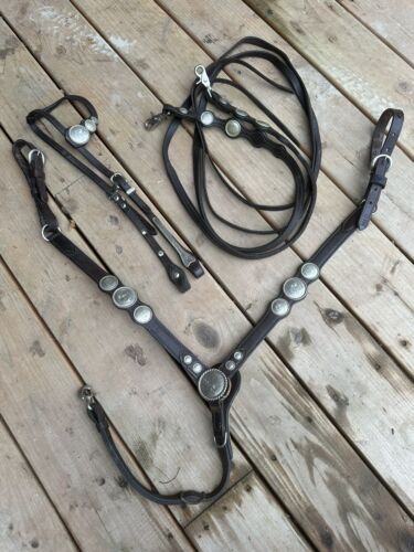Horse Tack - Vintage Circle Y Western Show Set - Headstall Reins Breastcollar