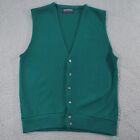 Vintage Puritan Cardigan Sweater Vest Mens Large Green 100% Orlon Acrylic USA