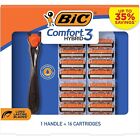 BIC Comfort 3 Hybrid Razor Handle with 16 Refill Blade Cartridges