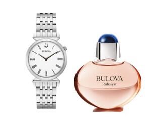 Bulova Regatta Women's Quartz Silver White Dial Perfume Watch Set 30MM 96L275