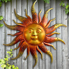 Metal Sun Wall Art Decor-17.3 Inches Rustic Retro Metal Sun Hanging Decoration