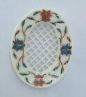 4.5x3.5 Inches White Marble Soap Dish Filigree Work Bathroom Accessories Holder