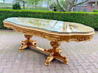 Gilded Elegance: Exquisite Italian Baroque/Rococo Dining Table in Gold Beech