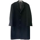 Vintage Ralph Lauren Men's Coat Overcoat L 42S Black Wool Cashmere Classic Long