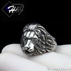 MEN Stainless Steel Silver/Black Plated Lion Face Ring Size 7-13*R114
