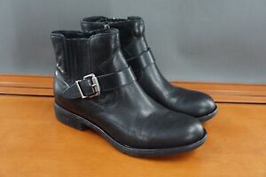 Sofft Ardmore Womens Size 8 Shoes Black Leather Back Zip Heeled Ankle Booties