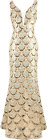 Formal Gold Sequin Mermaid Column Art Deco 1920s Long Gown Maxi Dress L NWT