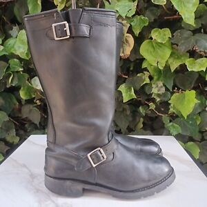 Ad Tec Tall Engineer Buckle & Strap Pull On Boots Men's Size 12.5 M Black