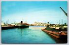 East Chicago Indiana~Harbor & Oil Boats~Vintage Postcard
