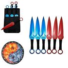 6 Piece Ninja Kunai Blue and Red Throwing Knife Set with Paper Dart Board