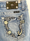 Miss Me Light Wash Boot Cut Jeans Low Rise Distressed  EUC 28X34
