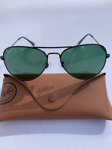 Ray-Ban Aviator Sunglasses L2823 RB3025 Standard 58m Black Frame with Green Lens